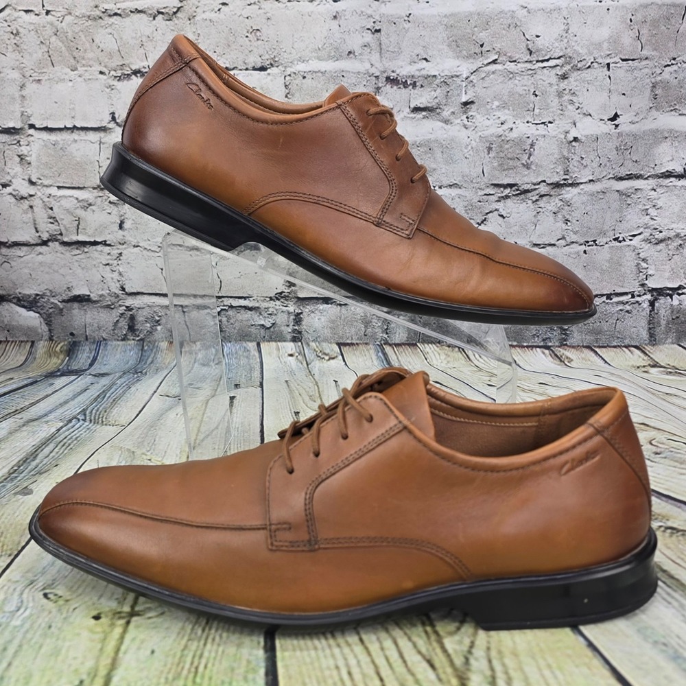 Clarks Bensley‎ Run Oxford Men's Size 12 M Brown Leather Dress Shoes Comfort - Picture 2 of 10
